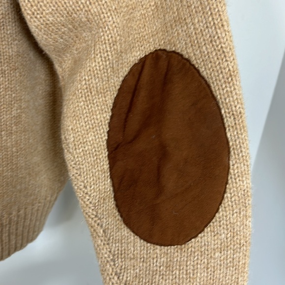 Ralph Lauren Womens Vintage Houndstooth Cardigan Wool Sweater Suede Elbow Sz M - Picture 9 of 13